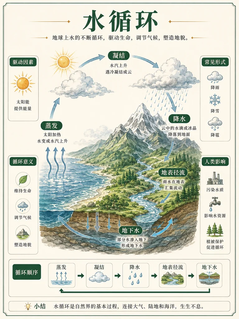 水循环 自然知识卡片演示
